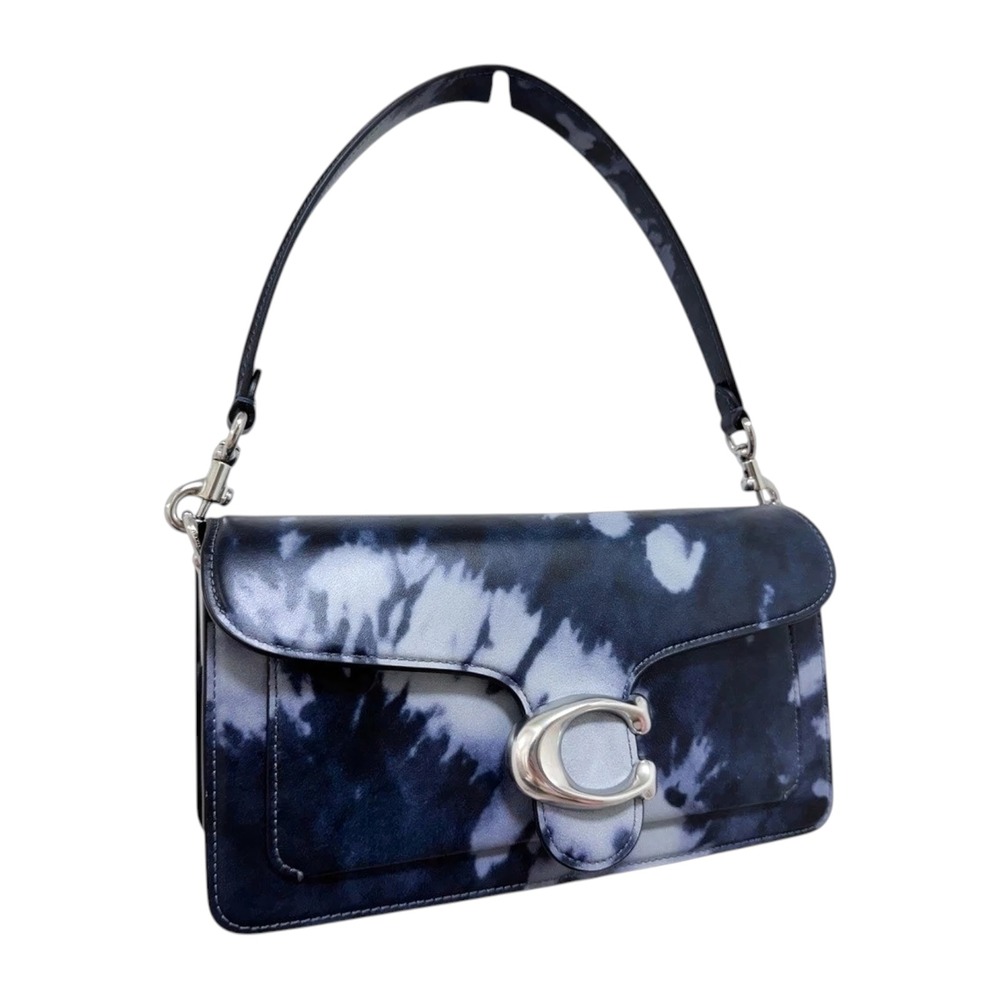 Coach Tabby Shoulder Bag 26 Tie-Dye Print Navy Leather Crossbody CU082 - Picture 3 of 9